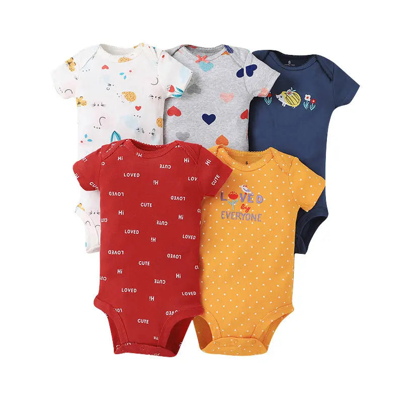 5PCS/Lot Newborn 100% Cotton Short Sleeve, Soft Baby Bodysuits