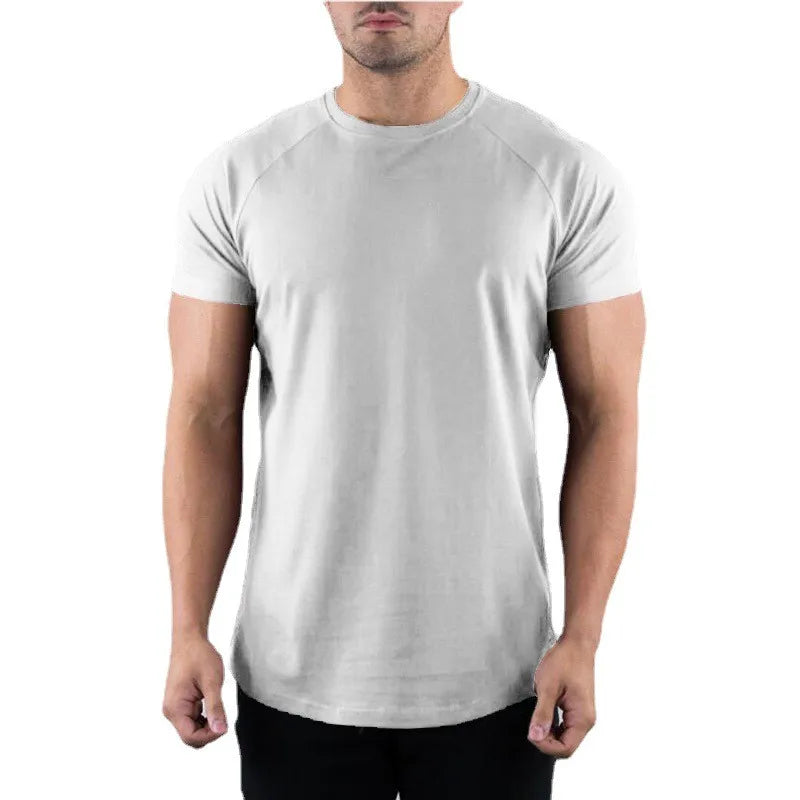 Plain Gym T-shirt Men Summer Fitness Slim Fit T-shirt Bodybuilding Workout Tees Tops