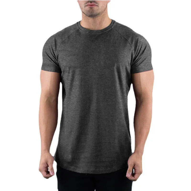 Plain Gym T-shirt Men Summer Fitness Slim Fit T-shirt Bodybuilding Workout Tees Tops