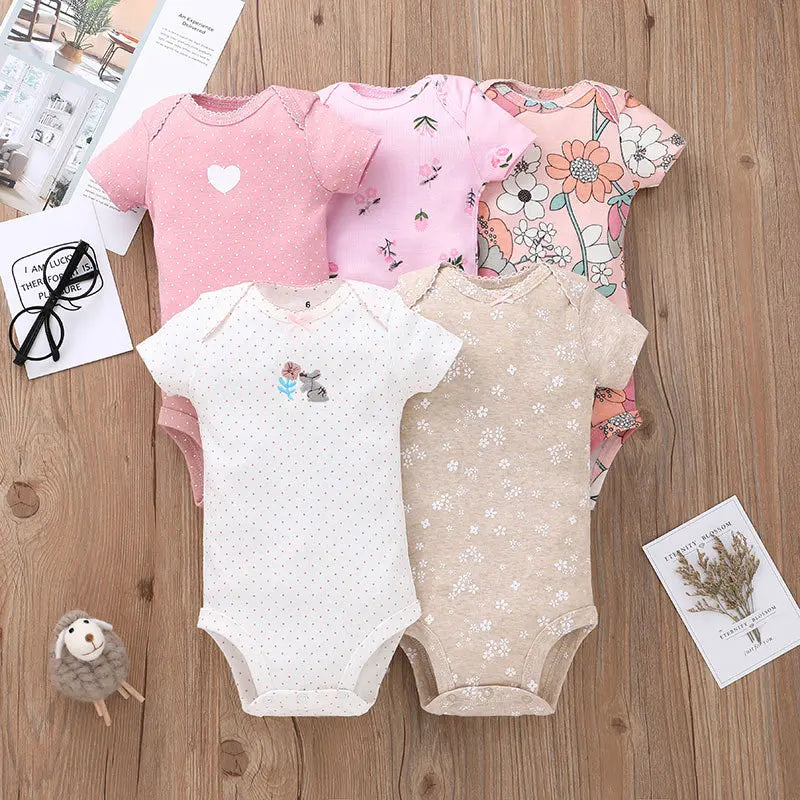 5PCS/Lot Newborn 100% Cotton Short Sleeve, Soft Baby Bodysuits