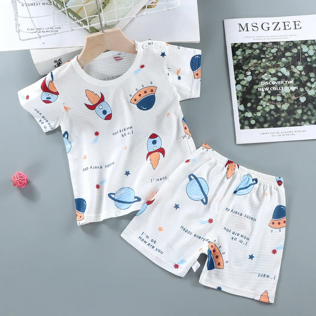 Short Sleeve Home Sleepwear Children Sets