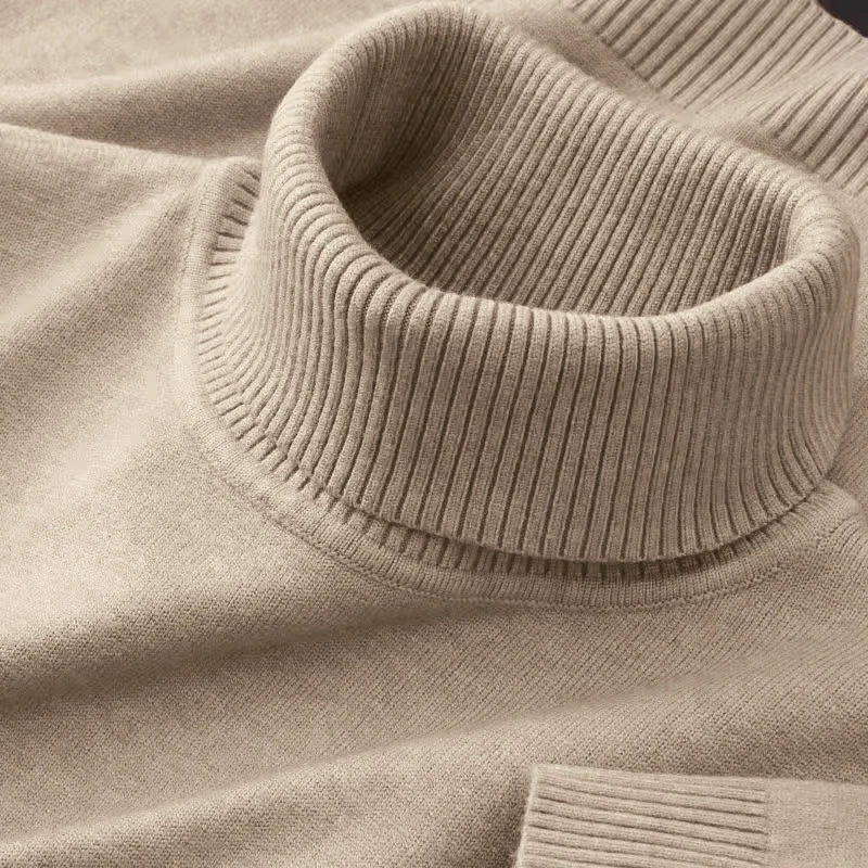 Mens Knitted Sweaters Solid Color Turtleneck