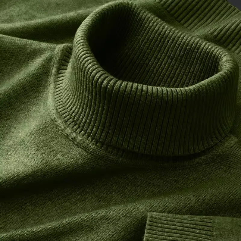 Mens Knitted Sweaters Solid Color Turtleneck