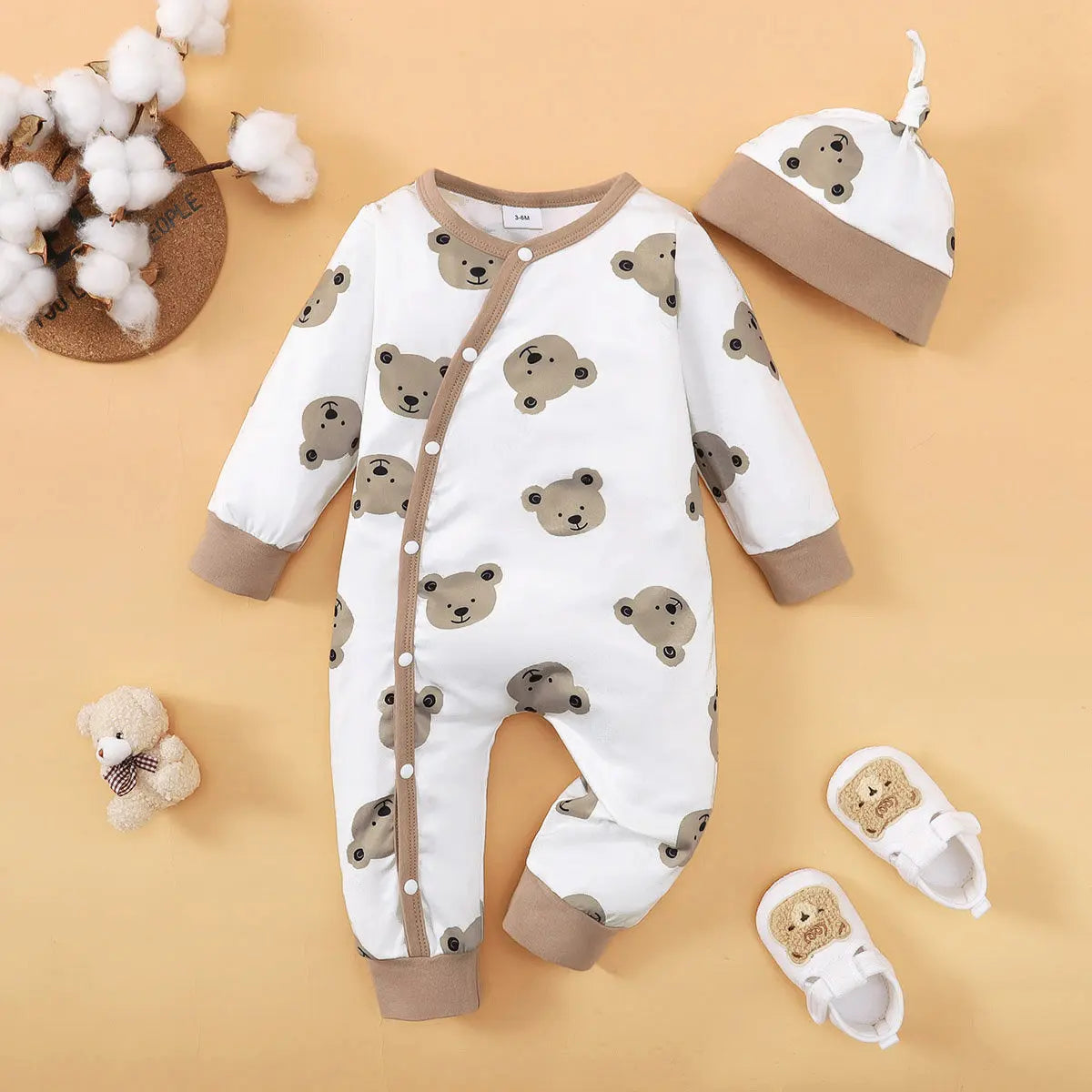 Winter Newborn Infant Romper Bear Print