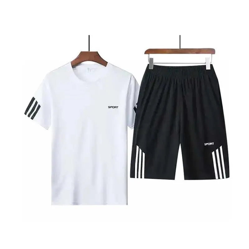 Men's Short-Sleeved Shorts Loose T-Shirt & Short Quarter Pants Casual Running Suit