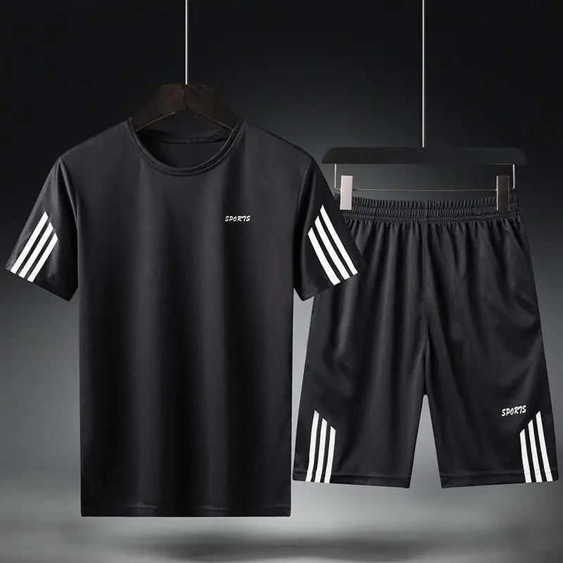 Men's Short-Sleeved Shorts Loose T-Shirt & Short Quarter Pants Casual Running Suit