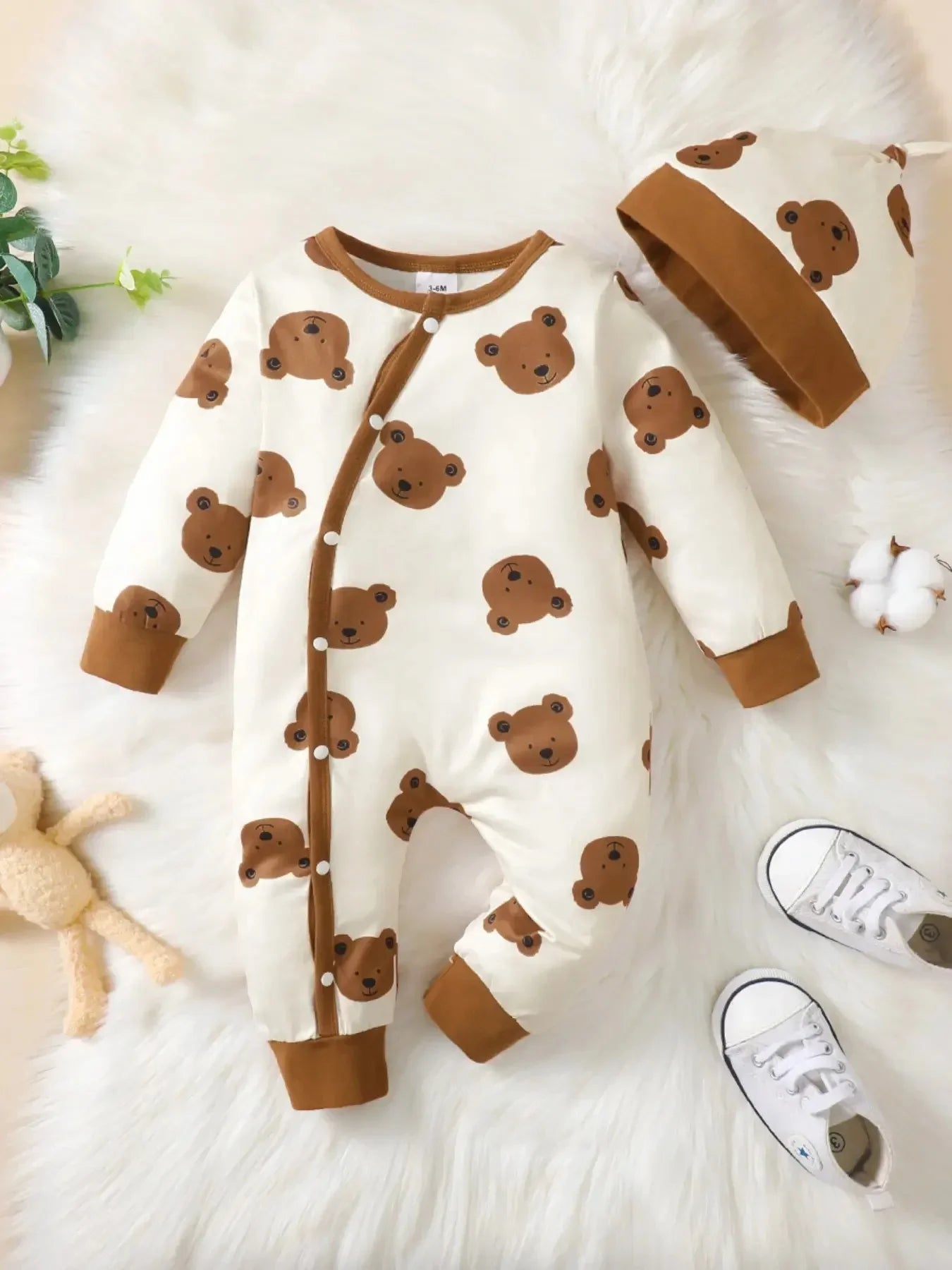 Winter Newborn Infant Romper Bear Print