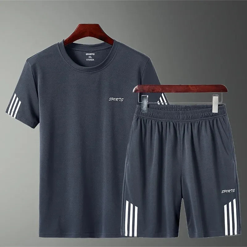 Men's Short-Sleeved Shorts Loose T-Shirt & Short Quarter Pants Casual Running Suit