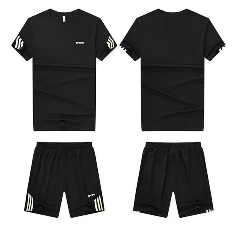 Men's Short-Sleeved Shorts Loose T-Shirt & Short Quarter Pants Casual Running Suit