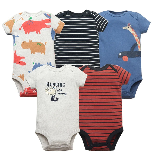 5PCS/Lot Newborn 100% Cotton Short Sleeve, Soft Baby Bodysuits