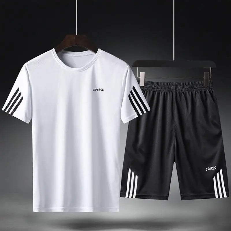 Men's Short-Sleeved Shorts Loose T-Shirt & Short Quarter Pants Casual Running Suit