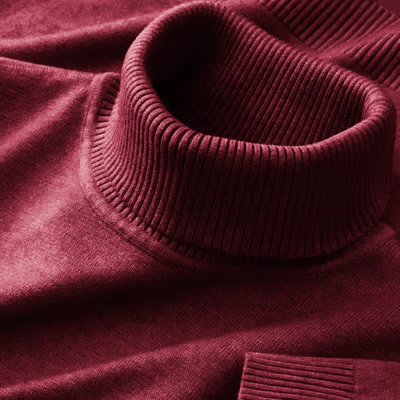 Mens Knitted Sweaters Solid Color Turtleneck