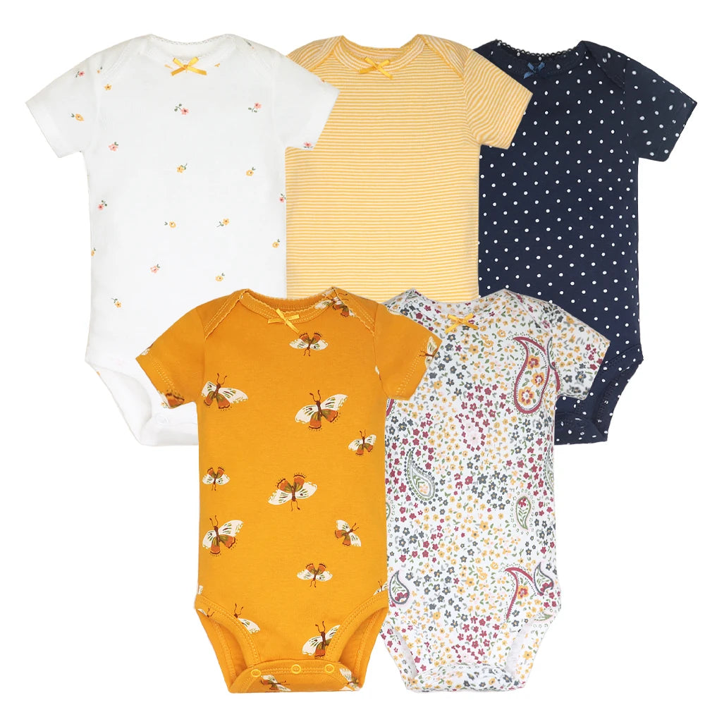 5PCS/Lot Newborn 100% Cotton Short Sleeve, Soft Baby Bodysuits