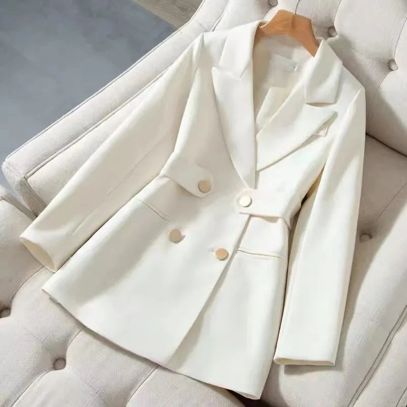 Slim Fashion Black Trench Coat Women 2022 New Spring Autumn Windbreaker Coat Female Size 4XL White Belt Blazer Vintage