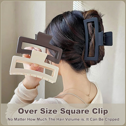 Fashion 13CM Oversized Solid Square Frosted Hair Shark Clip Headdress Hair Accessories Suitable For Women Girls Thick Hair