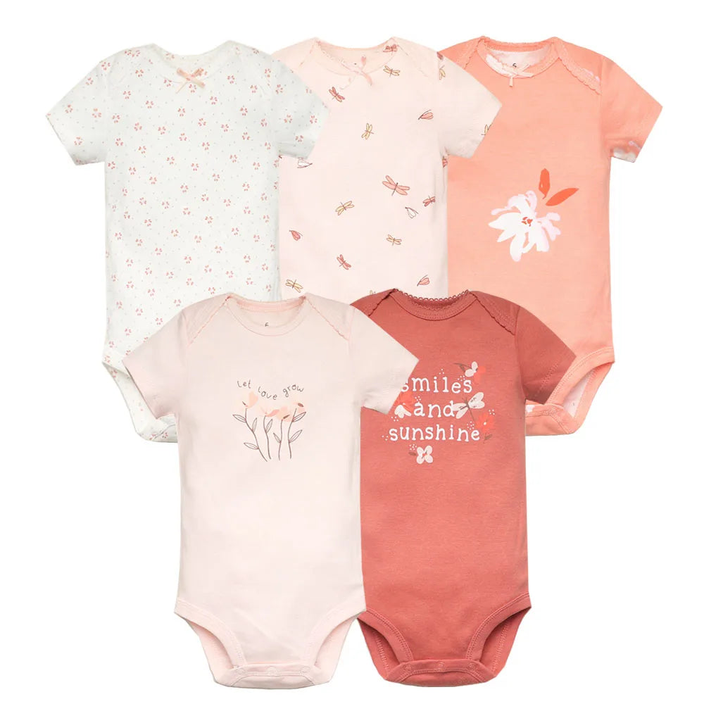 5PCS/Lot Newborn 100% Cotton Short Sleeve, Soft Baby Bodysuits