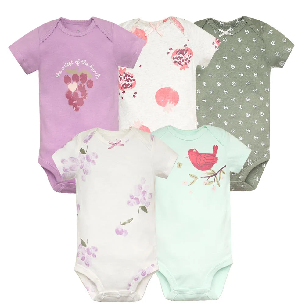 5PCS/Lot Newborn 100% Cotton Short Sleeve, Soft Baby Bodysuits