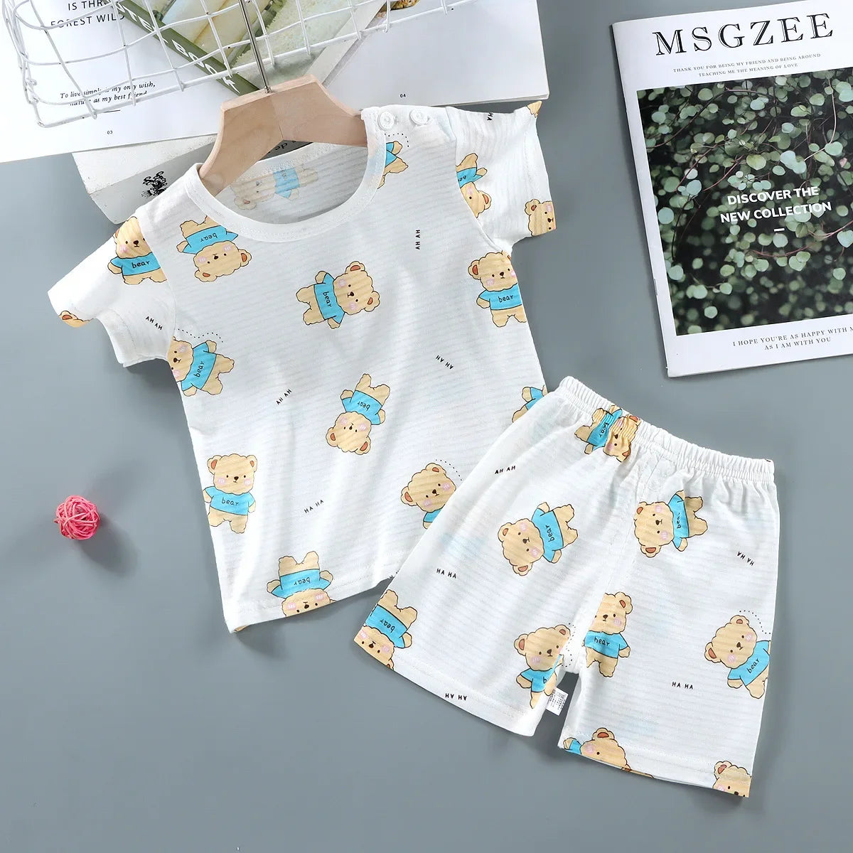 Short Sleeve Home Sleepwear Children Sets