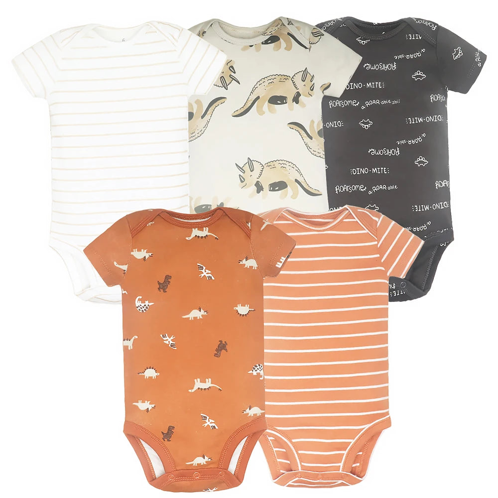 5PCS/Lot Newborn 100% Cotton Short Sleeve, Soft Baby Bodysuits